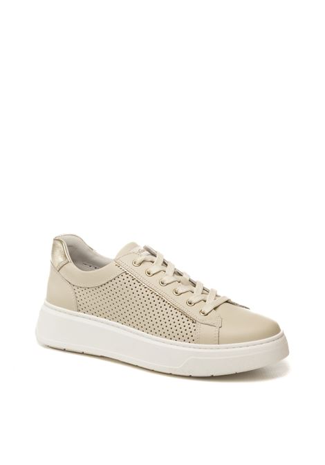 Sneaker forata pelle beige NERO GIARDINI | E615274VELVET-710